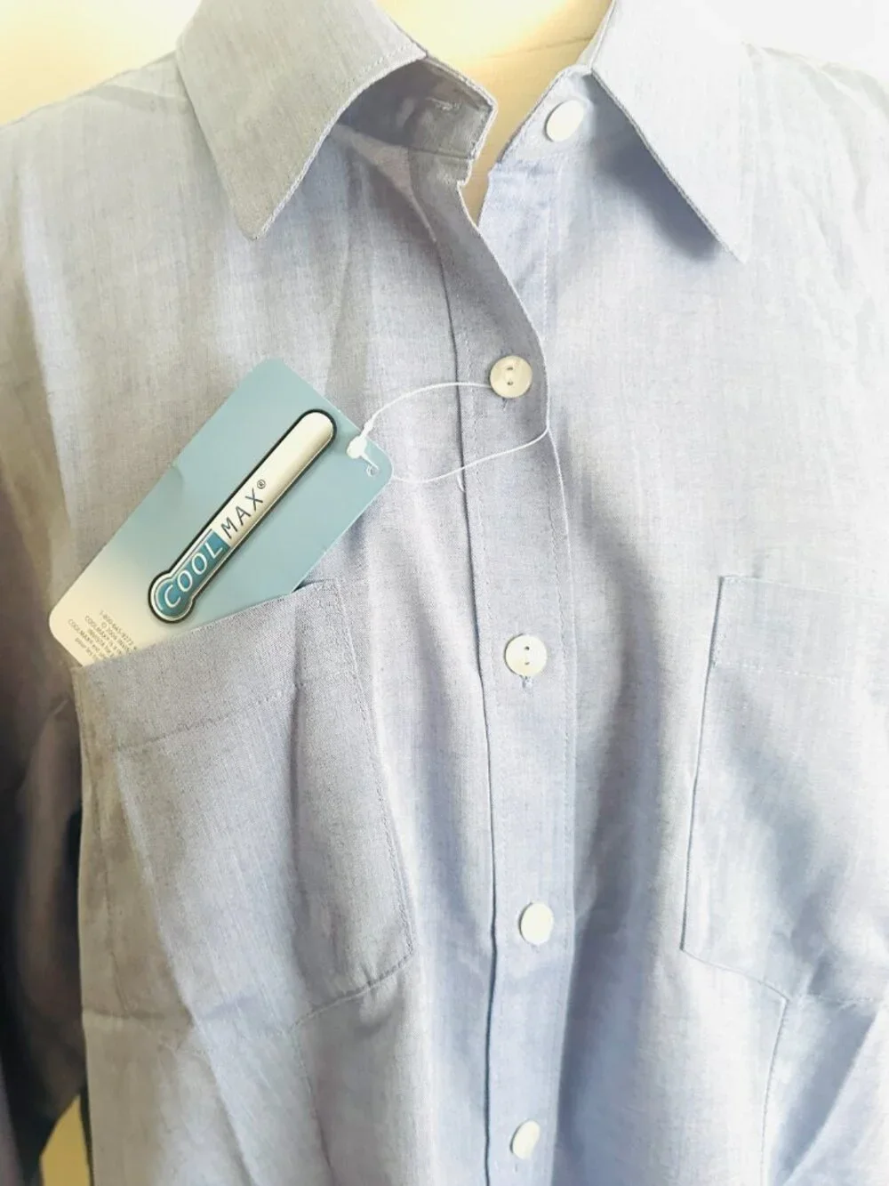 TravelSmith Long-Sleeve Moisture-Wicking Button-Down NWT Blue Shirt Size 16 - Picture 4 of 12